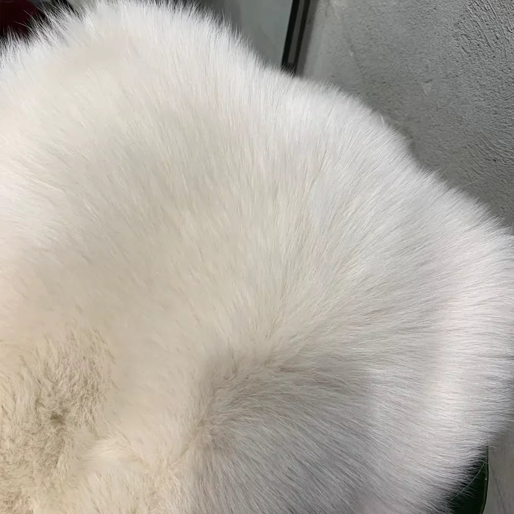 Red Fox Fur Coat Long Sleeve with Collar Ladies Real Fur Jacket Natural Fox Cloth