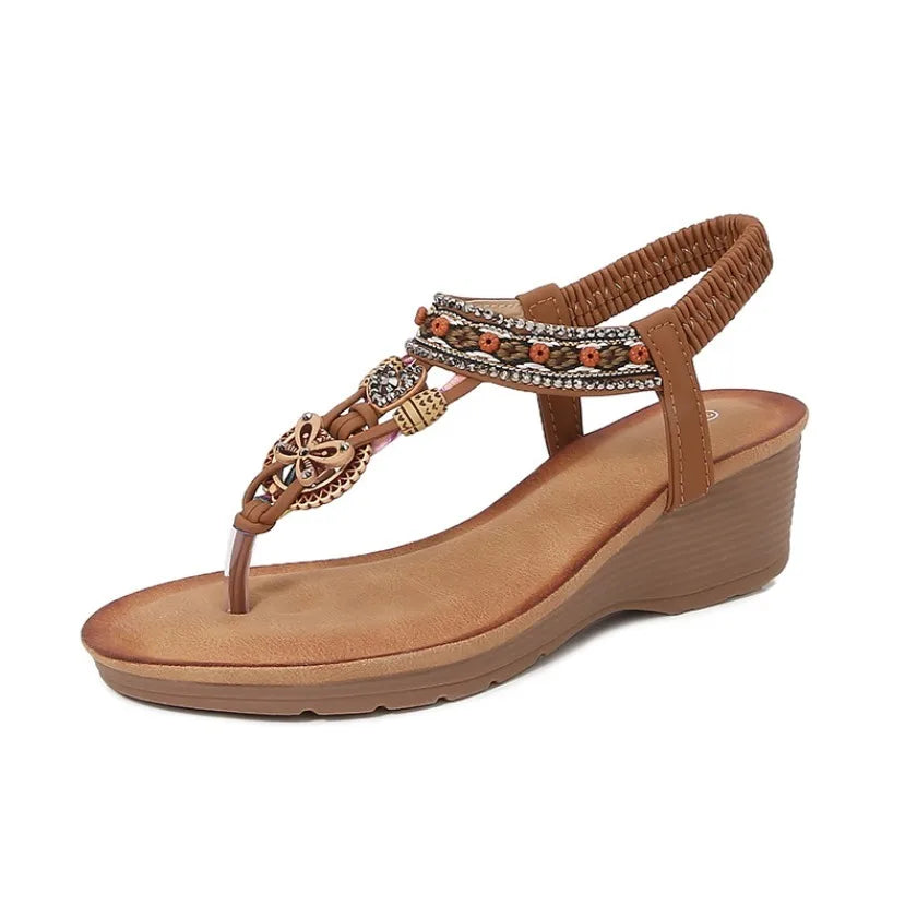 Travel wedge heel Roman sandals women's new style European and American ethnic style open-toe vacation travel leisure fashion