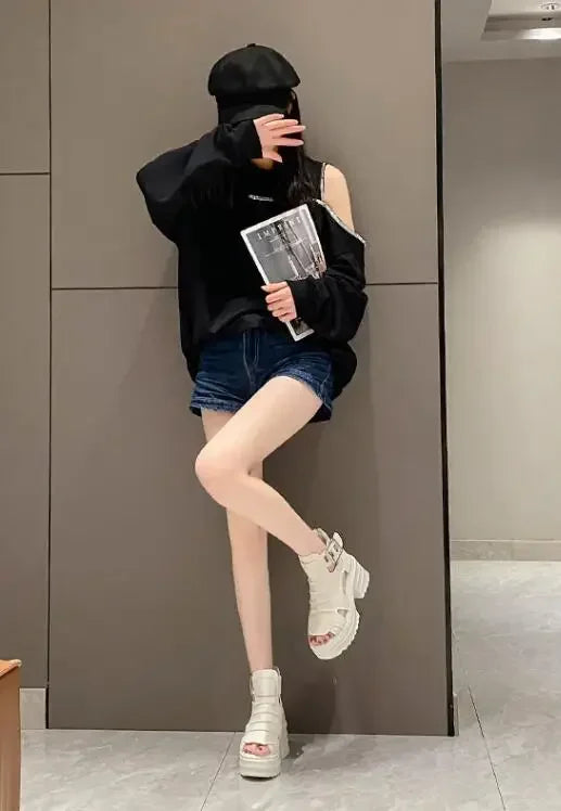 2025 Summer Sandals 8CM Wedge Heels Sneakers New Women Beach Flip Flop High Platform Casual Sandals Breathable Walking Slippers