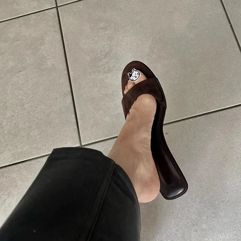 Suede Brand Wedge Heel Sandals For Women Designer Summer Fashion Outdoor Slippers Elegant Luxury Simple High-end Banquet Shoes