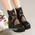 Fashion Woman Lace Shoes Wedge Heels Platform Pumps Sandals High Heel Women's Hollow-out Summer Non-slip Casual Designer Sandals