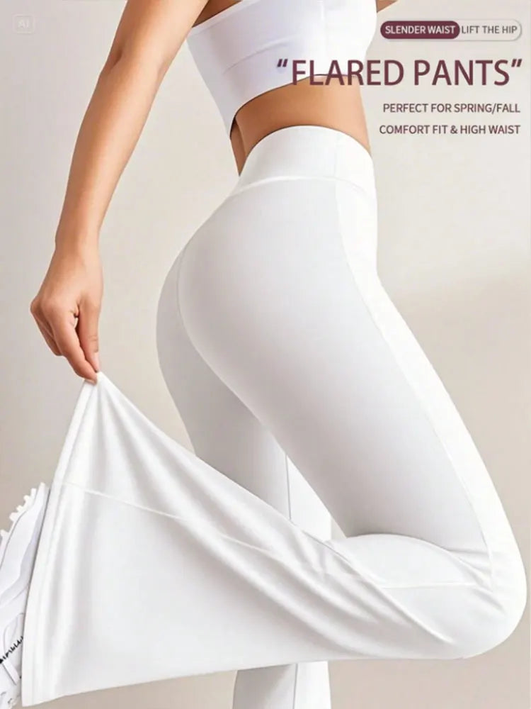 Women's High-Waisted Yoga Flare Pants - Red/White/Black Bootcut Workout Leggings,Plus Size Clothes,Pants & Capris,Jeans（New）