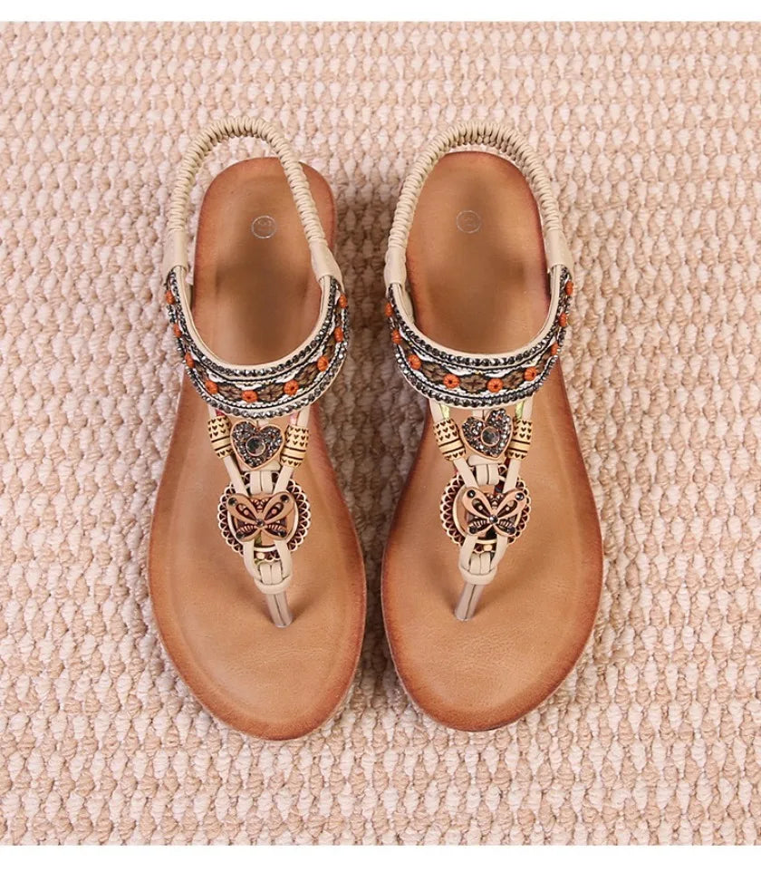 Travel wedge heel Roman sandals women's new style European and American ethnic style open-toe vacation travel leisure fashion