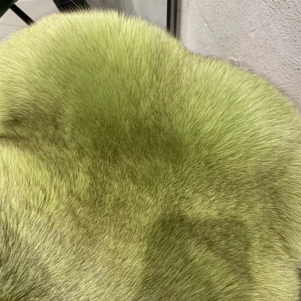 Red Fox Fur Coat Long Sleeve with Collar Ladies Real Fur Jacket Natural Fox Cloth