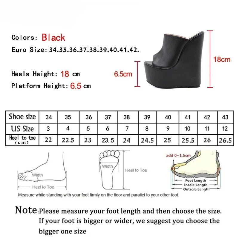Aneikeh Summer Shallow Designer Fashion Peep Toe Platform Wedge Woman Slippers Shoes Super High Heels Sandals Size 35-42