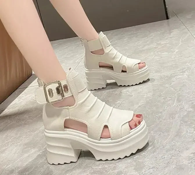 2025 Summer Sandals 8CM Wedge Heels Sneakers New Women Beach Flip Flop High Platform Casual Sandals Breathable Walking Slippers