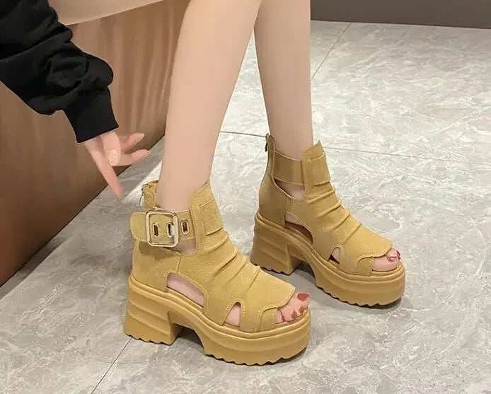 2025 Summer Sandals 8CM Wedge Heels Sneakers New Women Beach Flip Flop High Platform Casual Sandals Breathable Walking Slippers