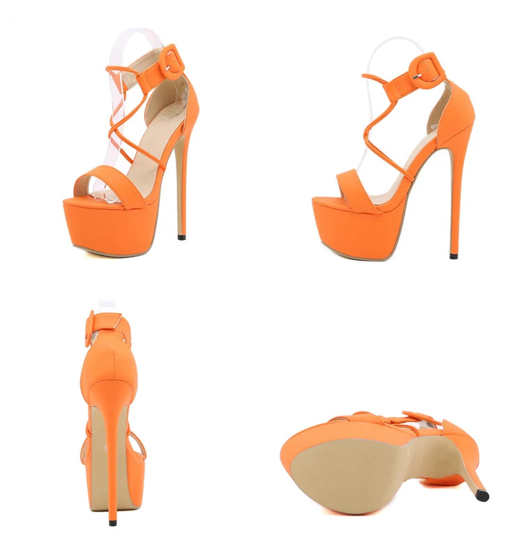 Eilyken Summer Sexy Stiletto Platform Narrow Band Women Sandals 2025 New Arrivals Ladies Buckle Strap Nightclub High Heel Shoes