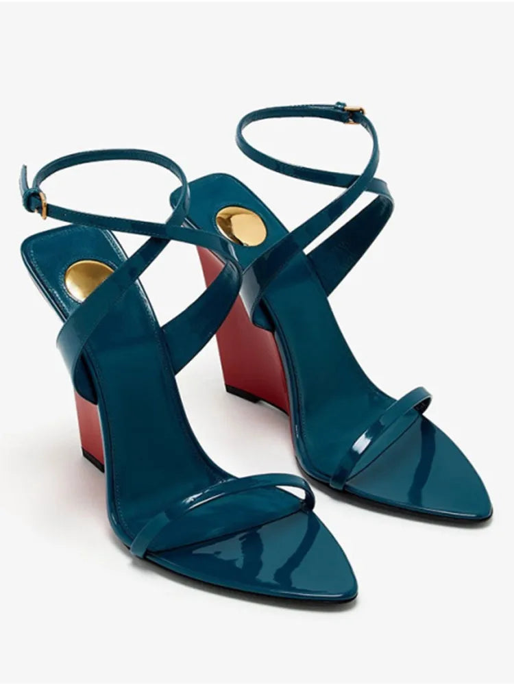 2025European and American Summer Wedge Toe High-heeled Sandals for Weddings, Banquets, Parties, Women's 34-44 Large Sandals