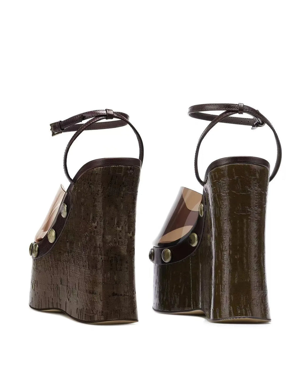 Ladies' Summer Wedge Heel Thick Soled Sandals with Wood Grain Rivets, Waterproof Platform, Thick High Heels, and Sandals
