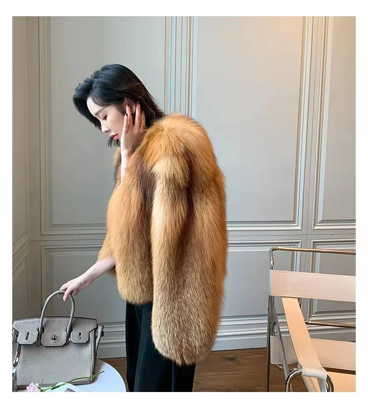 High-end Whole-skinned Red Fox Fox Fur Coat for Women Short 2025 Winter New Hot Young Fashionable Fur Coat