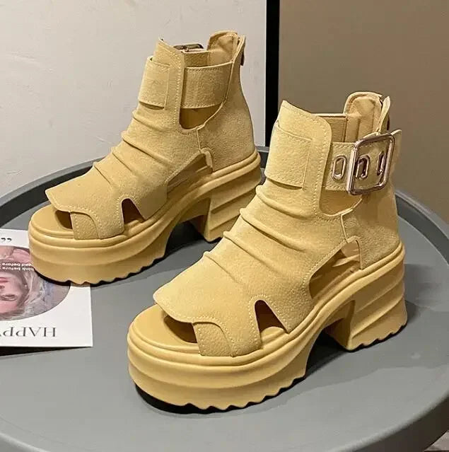2025 Summer Sandals 8CM Wedge Heels Sneakers New Women Beach Flip Flop High Platform Casual Sandals Breathable Walking Slippers