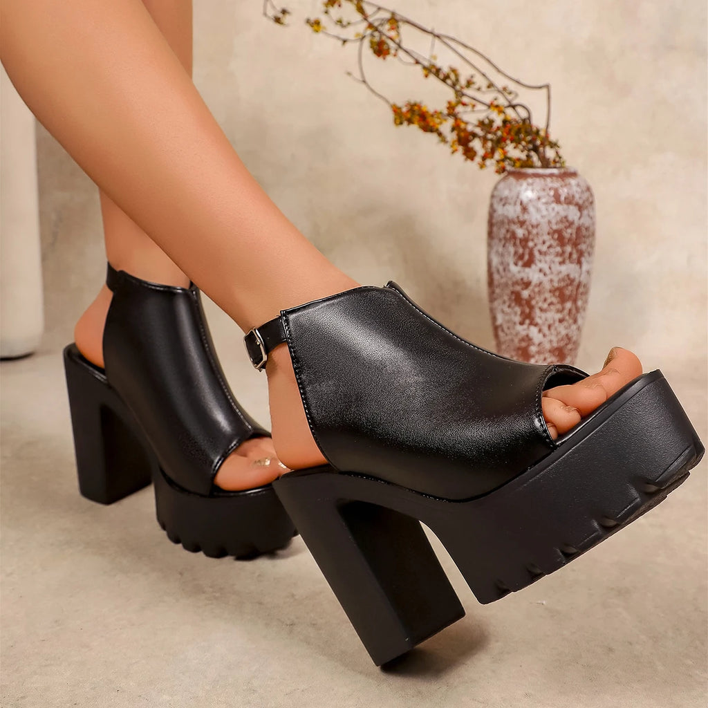 High Quality Summer Leather Wedge Sandals Women Sandals Women 2026 New Platform High Heels Shoes Sexy Open Toe Elegant Sandals