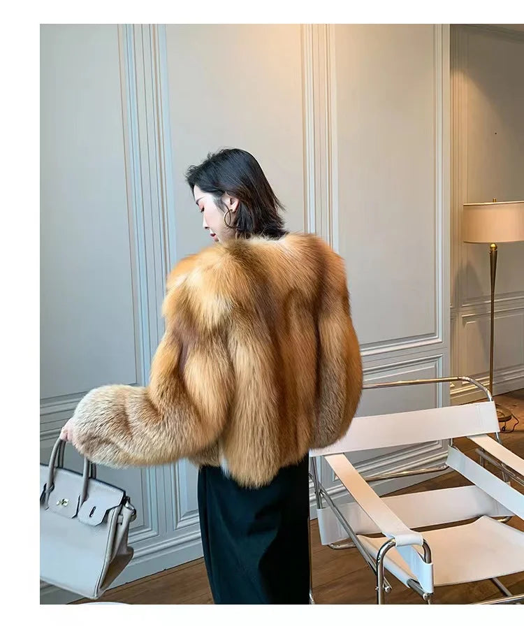 High-end Whole-skinned Red Fox Fox Fur Coat for Women Short 2025 Winter New Hot Young Fashionable Fur Coat