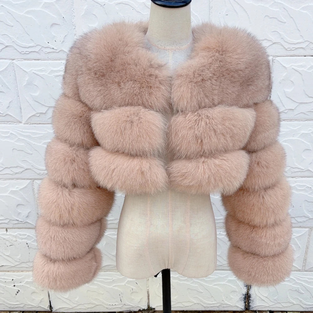 QUEENTINA Real Fox Fur Coat 30cm Women'S New Fashion Winter Leather And Skin White Clothing Natural New In Coats & Jackets