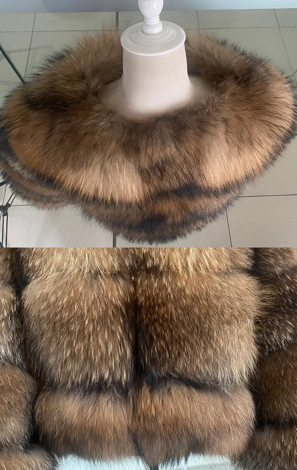 Winter Real Fur Women Raccoon Natural Fur Coat Silver Fox Long Vest Warm Luxury Jacket Parkas With Leather Fur Clothe For Female