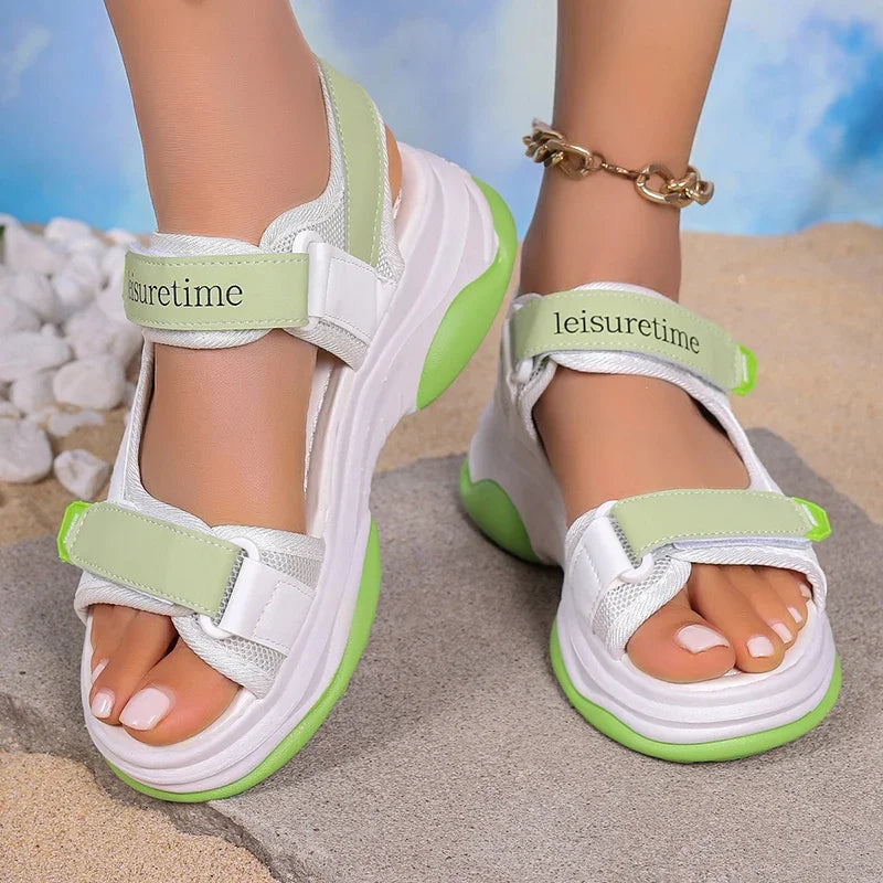 Fashion Platform Wedge Sandals for Women Summer 2025 Thick Sole Non Slip Beach Shoes Woman Comfortable Walking Sandalias Mujer