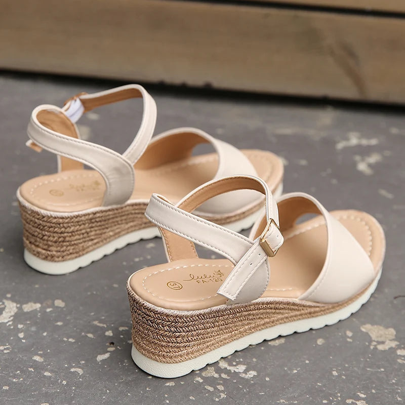 Lightweidght Wedge Sandals for Women Summer 2024 Ankle Strap Platform Sandles Woman Thick Sole Non Slip Beach Sandalias Mujer