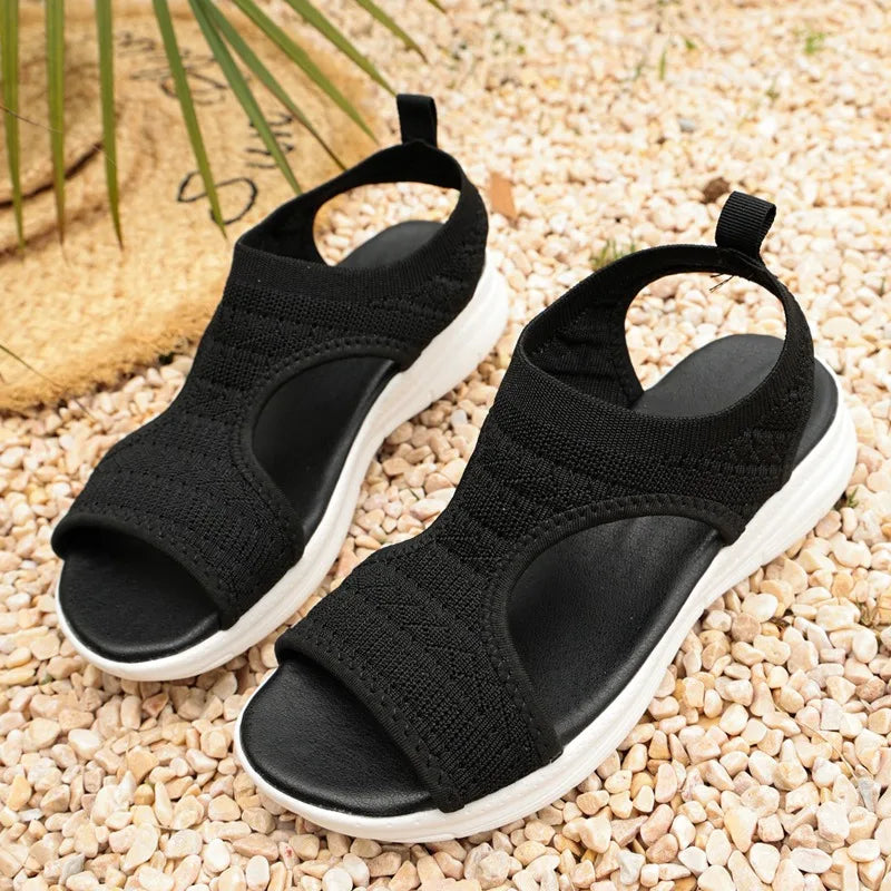 Summer New Classic Solid Color Mesh Wedge Sandals for Women Comfortable Open Toe Lightweight Casual Shoes 36-43 Zapatillas Muje
