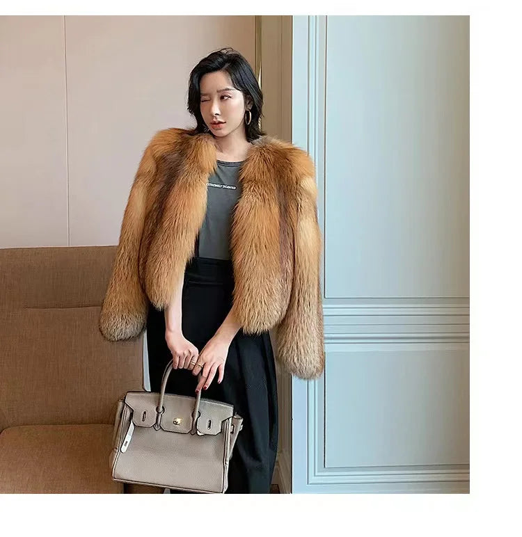 High-end Whole-skinned Red Fox Fox Fur Coat for Women Short 2025 Winter New Hot Young Fashionable Fur Coat