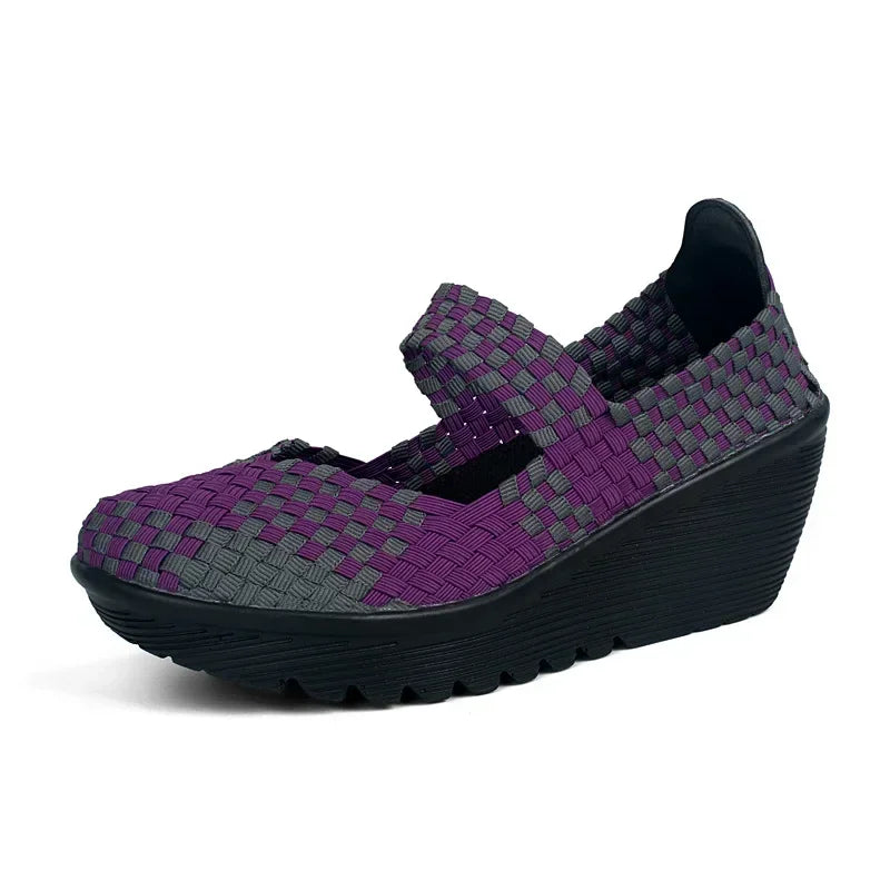 Wedge Platform Weave Sandals Fashion Peep Toe Comforty Breathable Mom Shoes Female Casual Thick Bottom Sandalias Mujer 2024