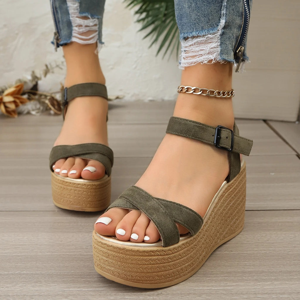 2026 Women Leisure Wedge Heel Sandals New Summer Light Thick-soled Sandals Women  Platform Wedges Heeled Sandalias 326