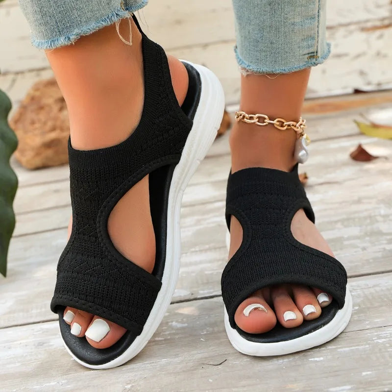 Summer New Classic Solid Color Mesh Wedge Sandals for Women Comfortable Open Toe Lightweight Casual Shoes 36-43 Zapatillas Muje