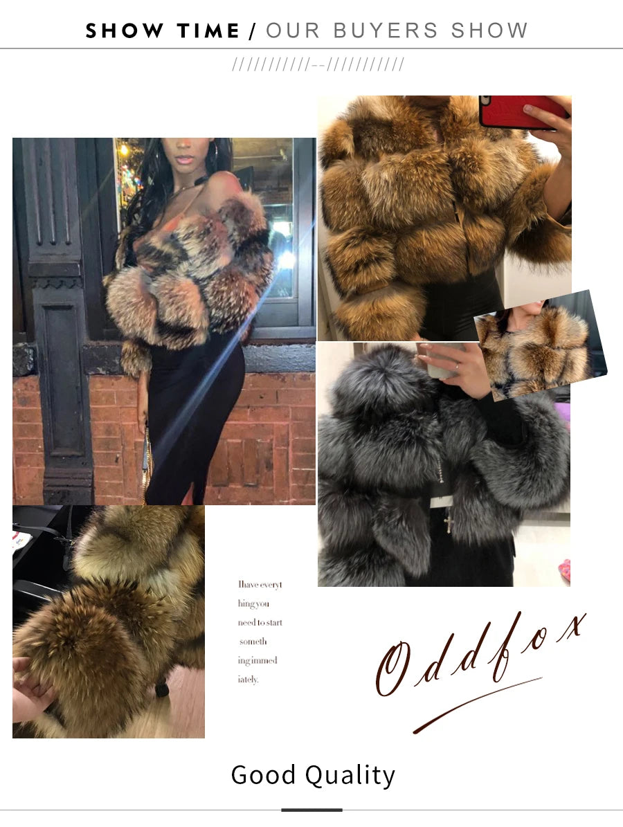 Winter Real Fur Women Raccoon Natural Fur Coat Silver Fox Long Vest Warm Luxury Jacket Parkas With Leather Fur Clothe For Female