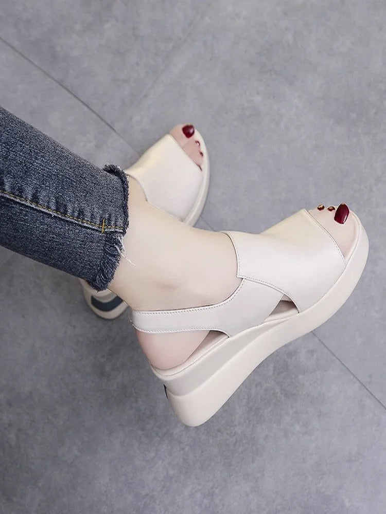 2025 Summer Wedge Platform Sandals Fashion Retro Romen Beach Shoes Ladies Casual Peep Toe Soft Comfortable Sandalias De Mujer