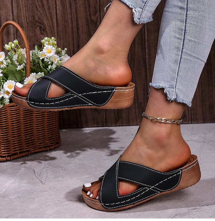 Heels Women's Sandals Elegant Wedge Heel Sandals For Woman Summer Shoes Wedges Sandalias De Mujer Heeled Slippers Summer Sandals