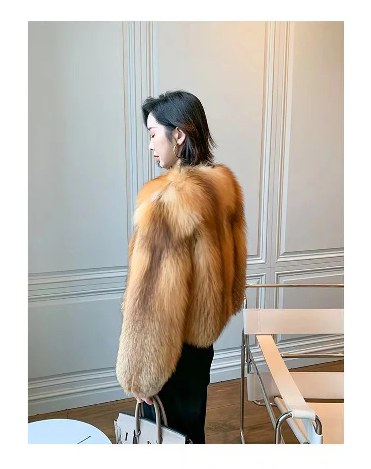 High-end Whole-skinned Red Fox Fox Fur Coat for Women Short 2025 Winter New Hot Young Fashionable Fur Coat